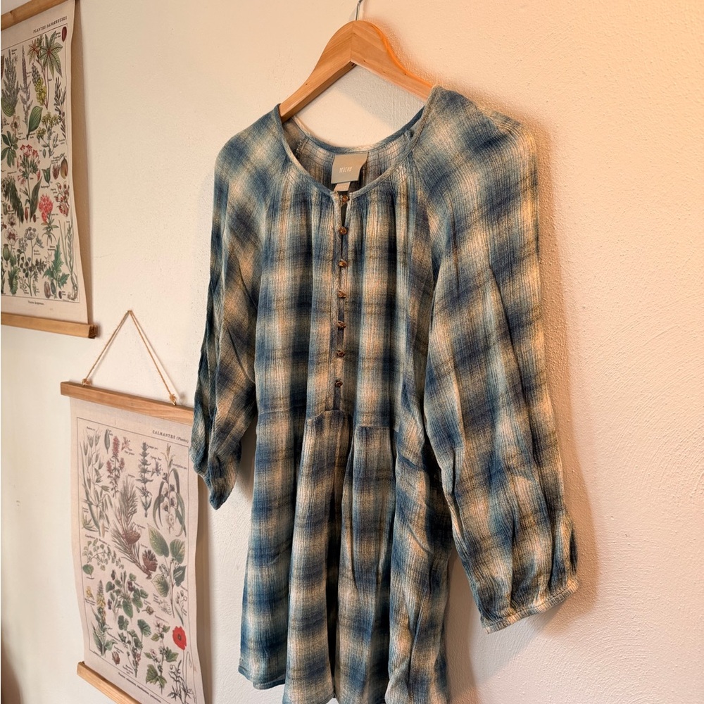 Anthropologie Maeve. Medium. Faded Plaid Blouse.